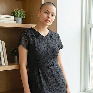 Vintage 1960s Black Lace Dress with Rear Zipper